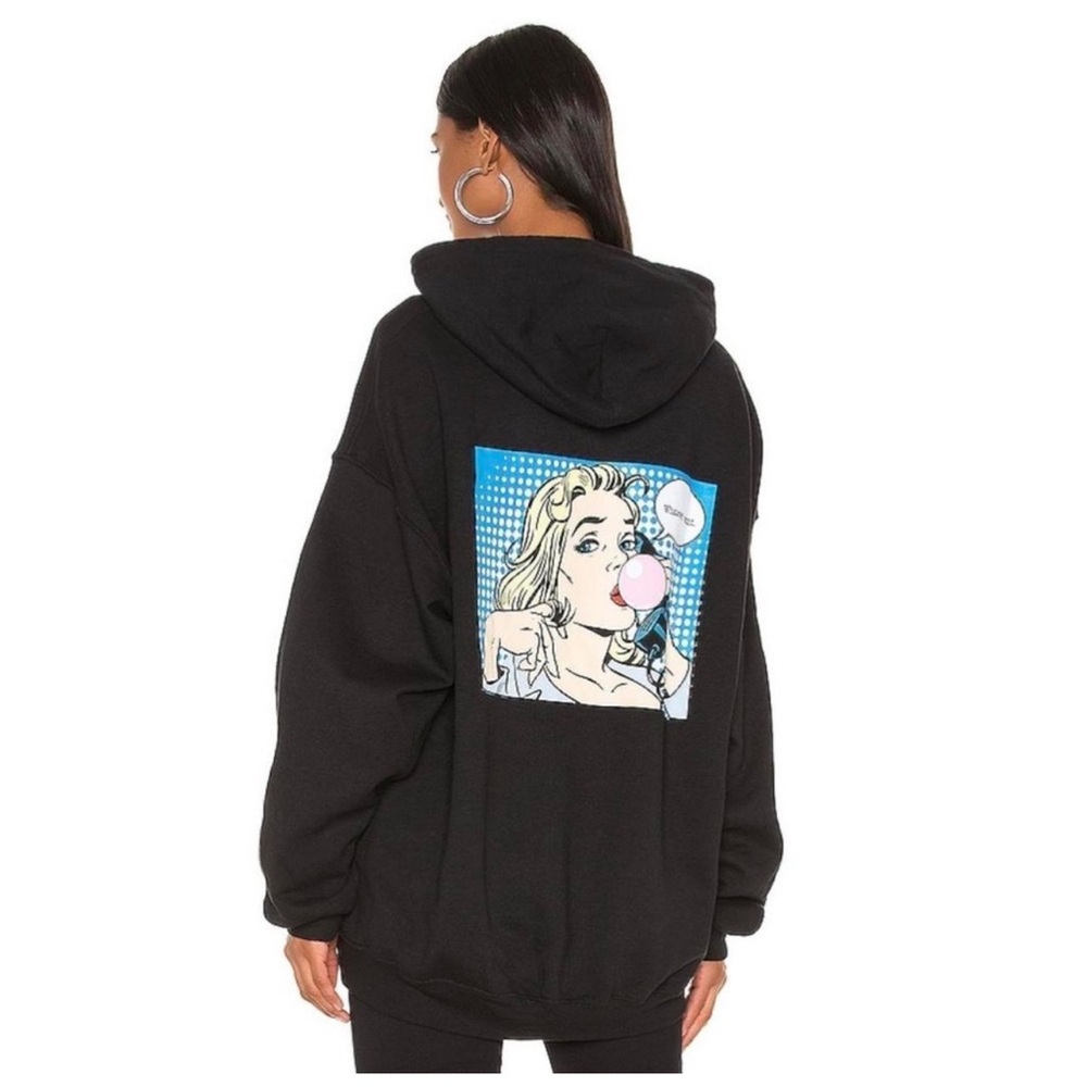 Boys Lie Black Hoodie with Pop Art Back Graphic